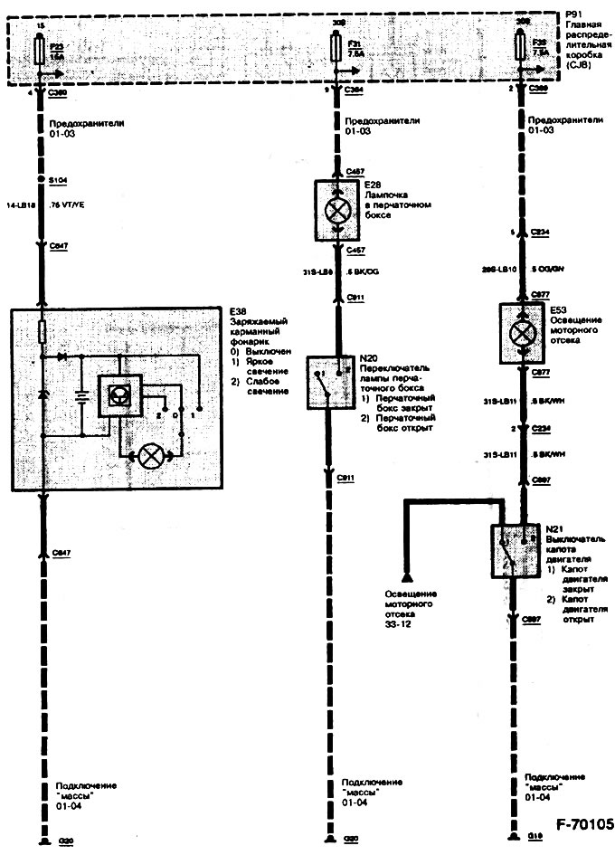 Электрическая схема внутреннего освещения (Электрооборудование ...