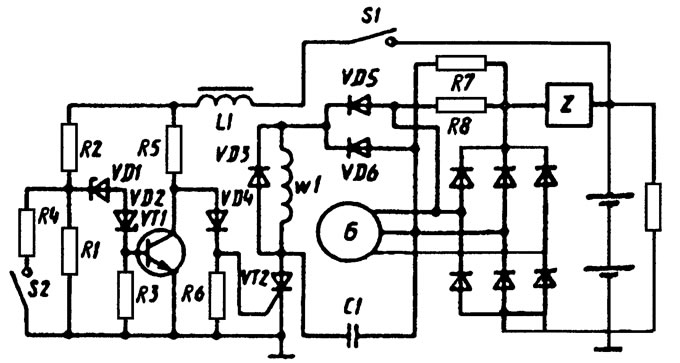 Рис. 6. Схема интегрального регулятора напряжения с естественной коммутацией