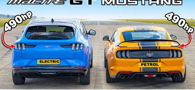 Сможет ли классический Ford Mustang GT обогнать электрический Mach-E GT?