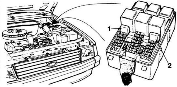 Блок предохранителей форд эскорт Electrical equipment diagram (Electrical equipment / Starting and charging syste