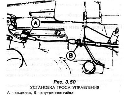 Закрепите трос к рычагу ручного управления (рис. 3.50). Кольцевое уплотнение должно быть направлено…