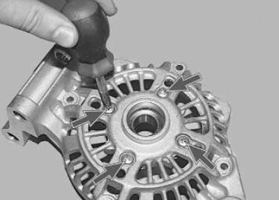 12. Inspect the generator cover from the drive side. If, when rotating the bearing, you feel play…