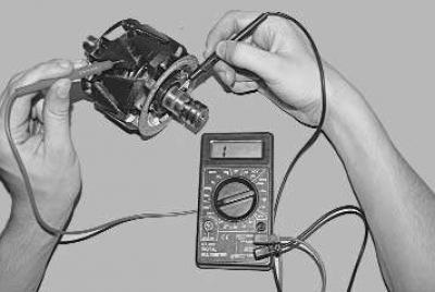19. Check the rotor winding resistance with a tester by connecting it to the contact rings. The…