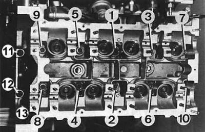 Последовательность затягивания болтов головки блока цилиндров двигателя DOHC