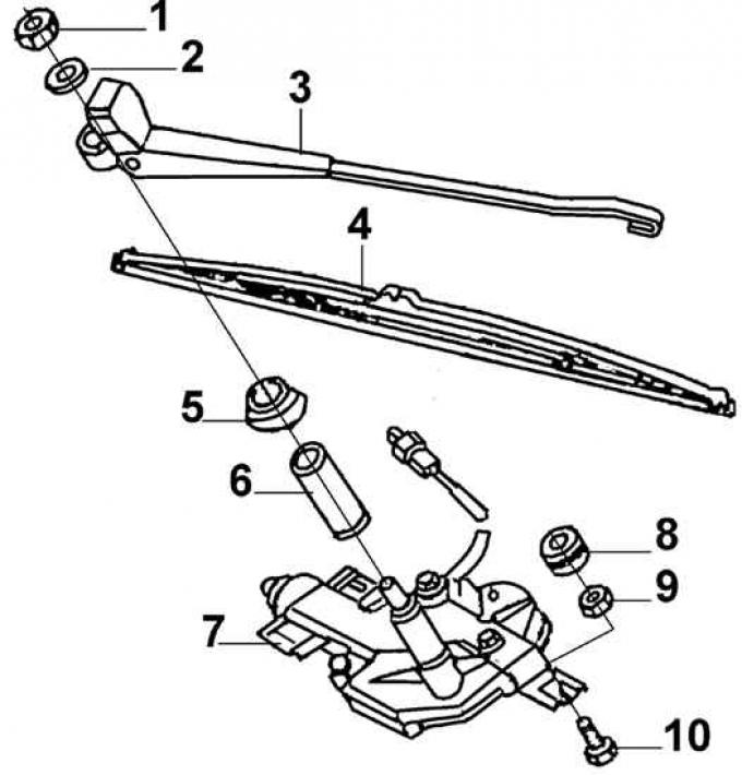 1 – гайка, 2 – шайба, 3 – рычаг, 4 – щетка, 5 – втулка, 6 – направляющая втулка, 7 – моторедуктор,…