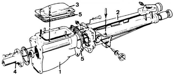 1 – передняя часть картера; 2 – задняя часть картера; 3 – крышка; 4 – направляющая втулка выжимного…