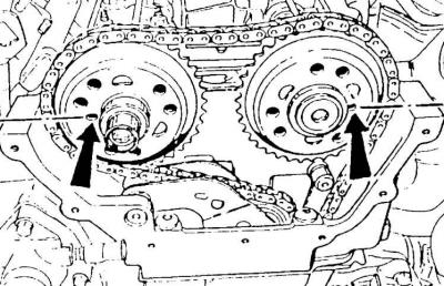 The position of the timing marks on the camshaft sprockets corresponding to the TDC of the piston…