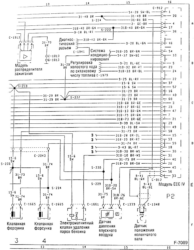 Схема 4. Система управления двигателя, система впрыскивания бензина - двигатель DOHC с рабочим…