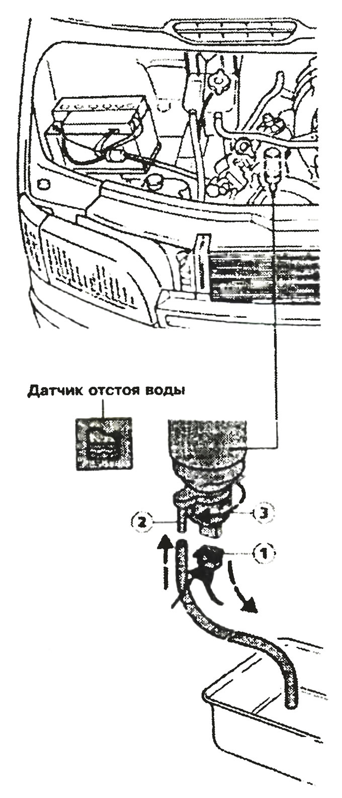 Датчик отстоя воды топливного фильтра (только для дизеля)