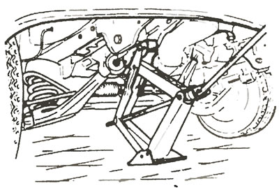 Местоположение домкрата при поддомкрачивании передка автомобиля на моделях с короткой колесной…
