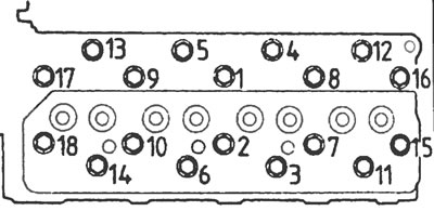 Рис. 11.21а. Последовательность затяжки болтов головки блока цилиндров.