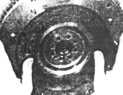Figure 16.7. Install the flywheel onto the crankshaft, placing it on the mounting pins.