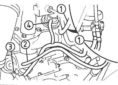 Рис.5.10. Отсоедините вакуумные шланги между: 1. Регулятор разрежения -вакуумный насос; 2. Корпус…
