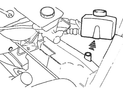 Рис.3.3а. Отделите бачок рулевого привода с усилителем (где он имеется) от воздушного фильтра.
