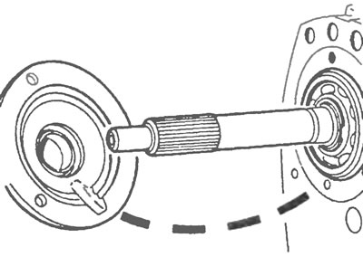 Рис.3.10. Установите направляющую втулку упорного подшипника сцепления на картер коробки передач…