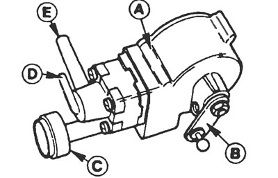 Рис. 11.1. Вакуумный регулятор: А - Вакуумный регулятор в сборе, В - Рычаг управления регулятором,…