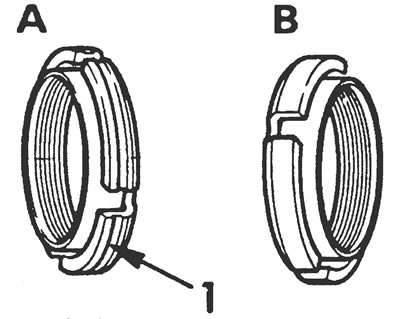 Рис. 10.3,б. Внешний вид круглых шлицевых гаек для ступицы моста типа «Н»: А - Левая резьба (левая…