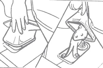 Рис. 15.2. Поддев, отцепите защитный чехол рычага включения стояночного тормоза от днища и…