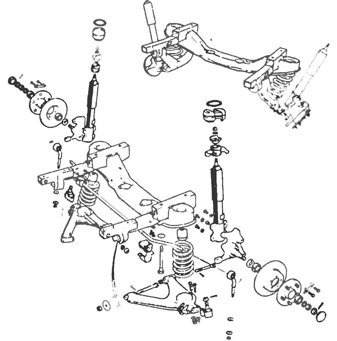 Рис. 1.1,а. Детальный вид передней подвески на моделях с независимой передней подвеской.