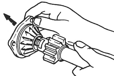 Рис. 28.8. Снимите боковую крышку с регулировочным болтом и прокладкой из паза в вале рулевой сошки.