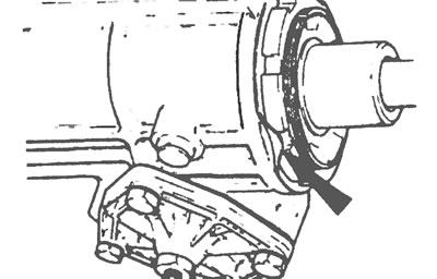 Рис. 28.22. Загните один язычок контршайбы (указан стрелкой) в паз контргайки, а другой вбейте в…